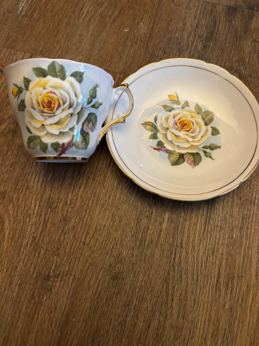 Regency Bone China Teacup Tea Cup saucer set yellow Rose